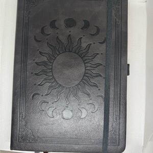Black Leather Tablet Cover with Sun and Moon Design